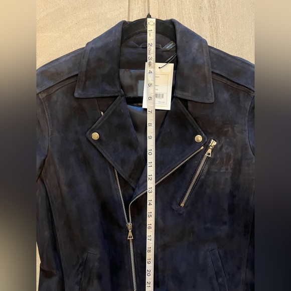Theory Tralsmin Belted Moto Lambskin Suede Jacket - Picture 7 of 15